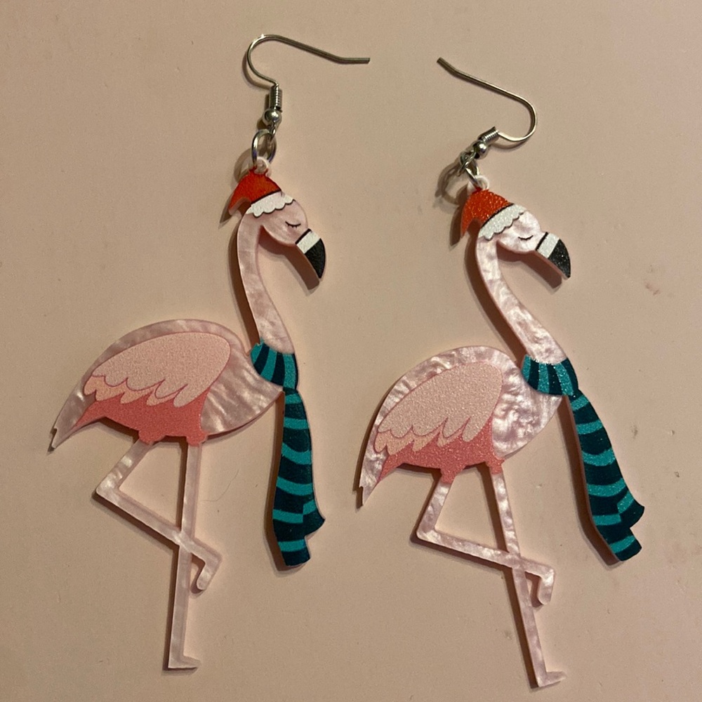 Christmas Flamingos earrings
